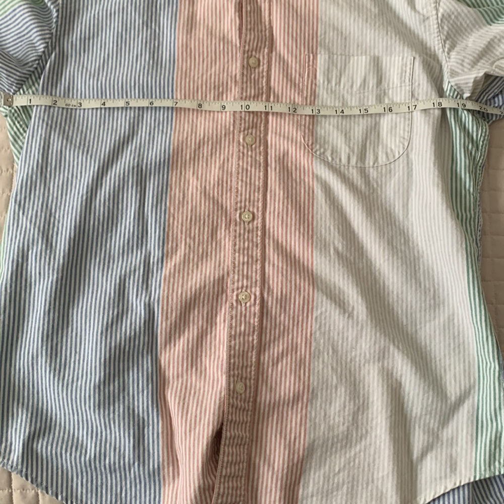 J. Crew Multicolor Striped Short Sleeve Shirt, Classic Medium - Picture 4 of 7